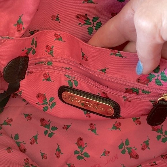 🌹Betsy Johnson pink floral bow shoulder / hand bag vintage black oversized - Picture 5 of 16
